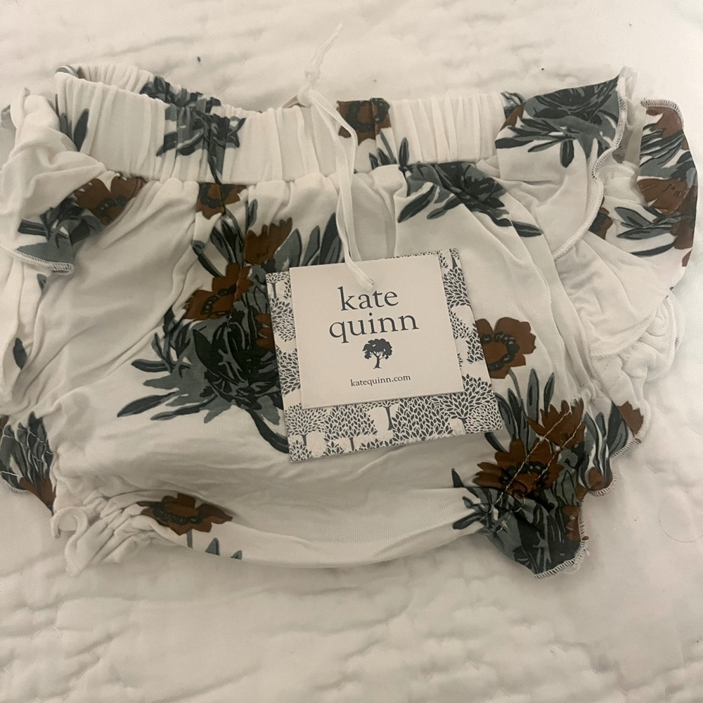 NWT Kate Quinn Ruffled Bloomer in Pecan Calendula Bamboo 0-3 months